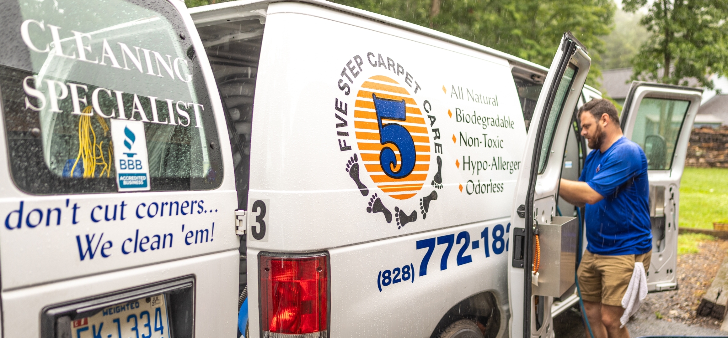 Five Step Carpet Care - 2026 70 Worker with the Five Step Carpet Care Truck, carpet cleaning in Asheville NC